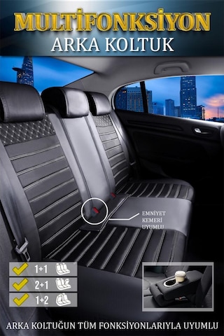 Volkswagen Jetta Mk 5 2005-2010 Oto Koltuk Kılıfı Ön Arka Set Siyah Beyaz Plus Serisi Scr