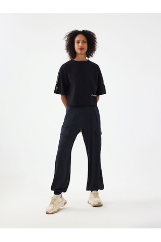 LOFT Crop Kadın Tshirt K.kol Lf2040257 Q1.v1 Siyah