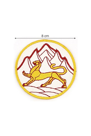 Oset Bayrak Nakışlı Yuvarlak Etiket (Beyaz) Çapı 8 cm