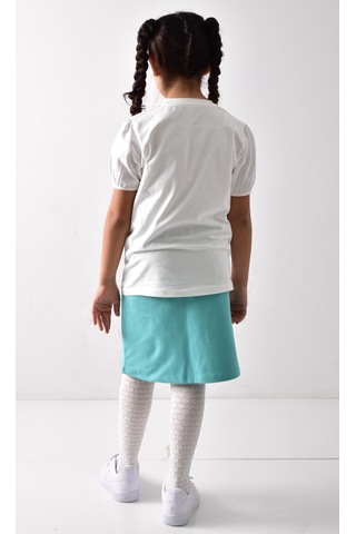 Banadamoda Kız Çocuk Beyaz - Yeşil Baskılı T-shirt-Etek Takımı Beyaz - Yeşil