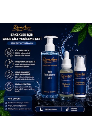 Dermaura Erkekler İçin Gece Cilt Yenileme Seti