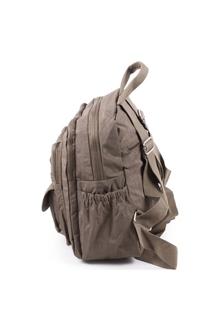 Küçük Boy Krinkıl / Klinkır Su Geçirmez Kumaş Çok Gözlü Günlük Kadın Sırt Çantası Vizon 8317 Vizon