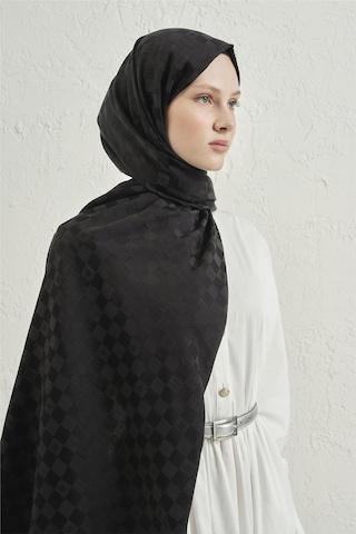 Armine Elegance İpek Pamuk Dama Şal 01 Siyah