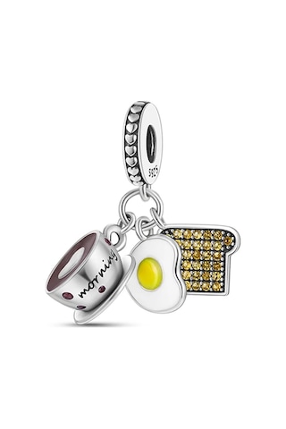 Fubena Kahve, Omlet Ve Tost Sallantılı Charm Gümüş