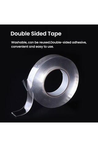 Yifomall Yeniden Kullanılabilir Çift Taraflı Yapışkan Bant - İz Bırakmayan, Kesilebilir, Yıkanabilir
