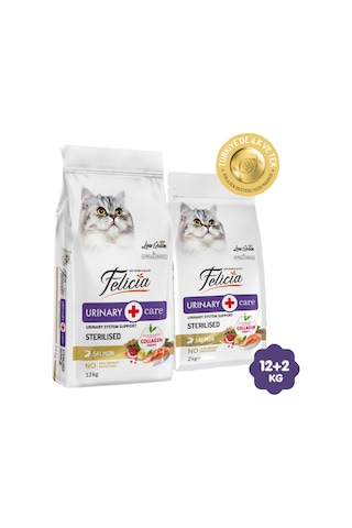 Somonlu Kısırlaştırılmış Düşük Tahıllı Hipoalerjenik Kolajenli Kedi Maması 12 Kg + 2 Kg Hediye Üriner Sağlık Desteği