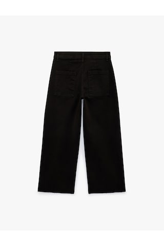 Koton Cepli Rahat Kalıp Kesik Paça Yüksek Bel Jean Pantolon - Culoette Jean Siyah 7wal40002mw