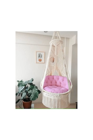 Makrome Salıncak Minderi Sadece Minder Satılık Pembe Pembe
