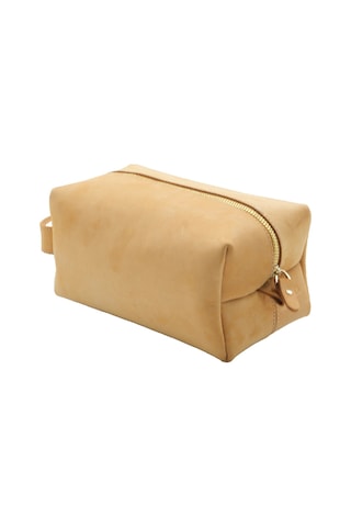 Hakiki Deri El Yapımı Erkek Bakım Çantası - Vintage Dopp Kit - Büyük Boy Sarı