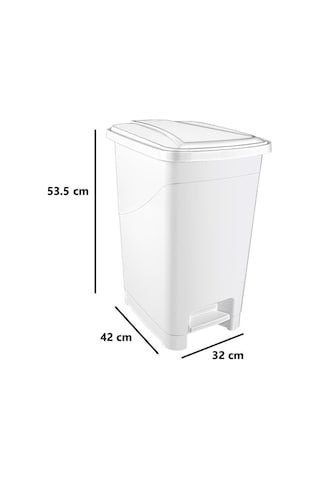 Omnipazar Srl-3030 Slim Pedallı Plastik Çöp Kovası İç Kovalı 40 Lt Beyaz
