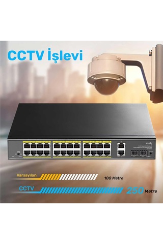 Cudy GS1026PS2 2 Port Gigabit 24 Port Gigabit Poe 10/100mbps 300w Metal Kasa Switch