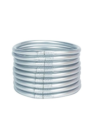 Samdoo 2023 Gümüşlü Pvc Silikon Bilezikler - Zarfımsı Tasarım, Dayanıklı, Unik Aksesuar - 9'lu Set Altın Rengi Diğer