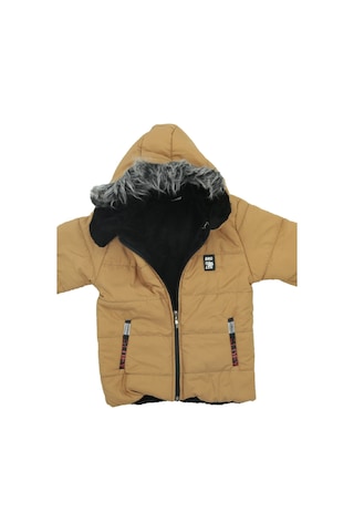 Erkek Çocuk İçi Peluş Astarlı-kürk Kapüşonlu-fermuarlı Mont 12369 Açık Kahve