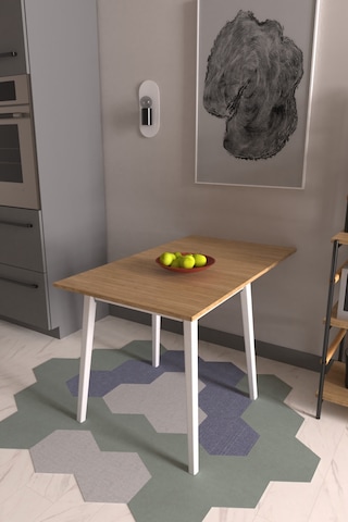 Vilinze Avanos Katlanır Ahşap Mutfak Masası - 70x80 Cm Beyaz