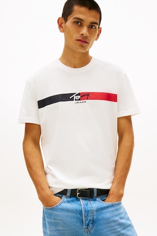 Tommy Hilfiger Tjm Erkek Regular İmza Şeridi T Ext Beyaz T-shirt-13661 Beyaz