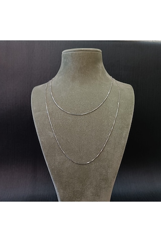 925 Ayar Gümüş Kolye Zinciri Model2 - Gümüş Renk -54cm Gümüş