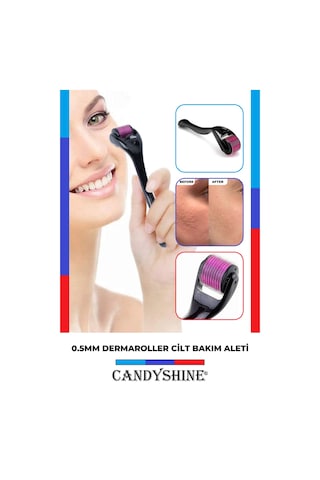 Candyshine 0.5 MM Deluxe Titanyum 540 İğneli Cilt Yüz Vücut ve Saç Yenileyici Dermaroller Cilt Masaj Aleti
