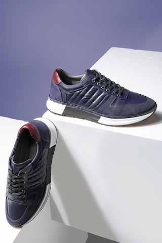 Ducavelli High Hakiki Deri Erkek Sneaker Ayakkabı, Low Top Sneaker, Hakiki Deri Sneaker Lacivert