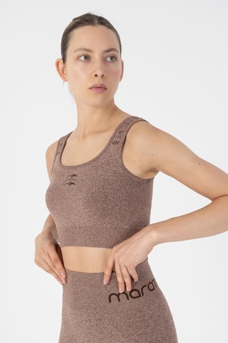 Maraton Slimfit Kadın Düz Yaka Kahve Melanj- Bra Kahve Melanj-