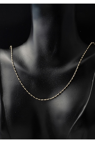 Bilezikci Siyah Mineli 14 Ayar Altın Zincir Kolye Sarı Altın