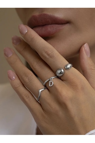 Sılverme 925 Ayar Gümüş İnce Yüzük, Serçe Parmağı İçin Gümüş 94660023 Gri