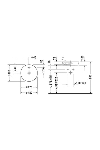 Duravit Cape Cod Batarya Delikli Çanak Lavabo 48 CM - 2328480000