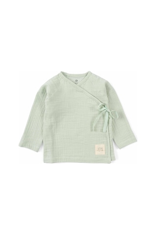 Kruvaze Yaka Müslin Bebek Ceketi Yeşil Organik Pamuk Yeşil