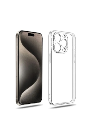 Apple Uyumlu iPhone 15 Pro Şeffaf Kılıf Kamera Korumalı Şarj Soket Tıpalı