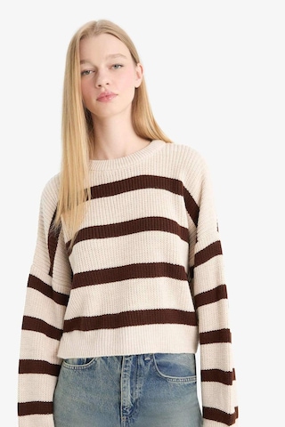 Defacto Coool Oversize Geniş Kalıp Bisiklet Yaka Çizgili Triko Kazak X4931az25wnbg644 Bej