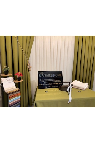 Nivemeshome Yeşil 140x220 Keten Masa Örtüsü Yeşil