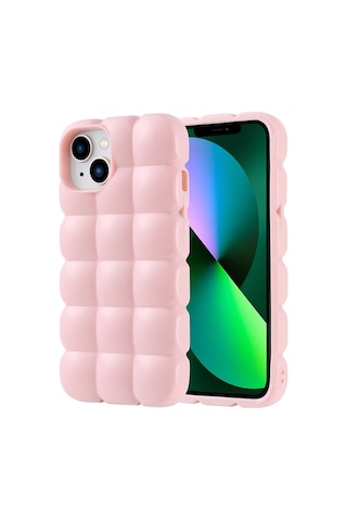 Zore Apple Uyumlu iPhone 13 Kılıf Parlak Esnek Silikon Dom Dom Kapak - Pembe Pembe