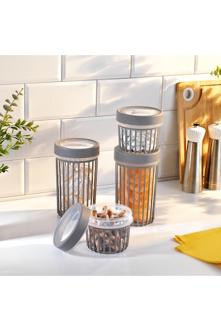 Schafer Lane 4 Lü Saklama Kabı-gri Gri