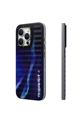 Apple Uyumlu iPhone 15 Pro Max Kılıf Kuzey Işıkları Desenli Youngkit Aurora Serisi Yeşil