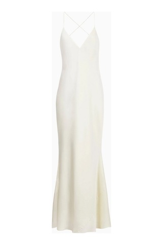 United Colors Of Benetton Because Of Alice Satin Slinky Cowl Back Gown Saten Maxi Kadın Elbise Krem
