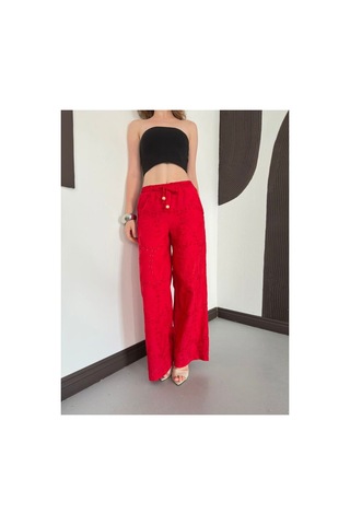 Verymoda Nakışlı Pantolon D2876 Kırmızı