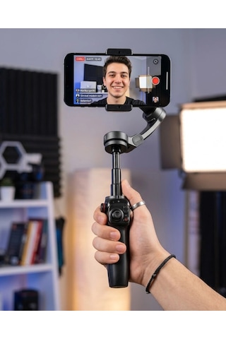 3 Eksen Telefon Gimbal Stabilizer Video Sabitleyici Vlog Ve Çekim Aparatı