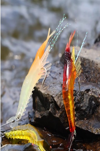 7 Renk Karides Shrimp Kancalı Fosforlu 8.5cm 6gr Silikon Yem 7ad
