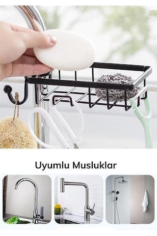 Periboia Musluğa Sabitlenen Çelik Bulaşık Süngeri Katı Sabun Tut