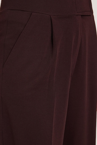 Tudors Kadın Regular Fit Klasik Kesim Cırt Kapamalı Geniş Paça Kahverengi Pantolon-39575 Kahverengi