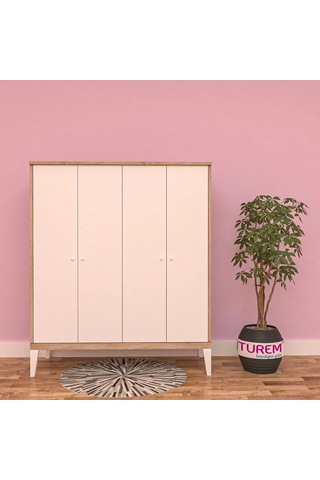 Baby 4 Kapılı Gardırop Mdf Sis Gri