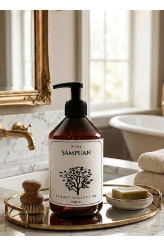 6'li Lüks Amber Sıvı Sabunluk Seti - 500 Ml Siyah Pompalı Dekoratif Banyo Mutfak Şişesi - Suya Dayanıklı Etiketl Diğer