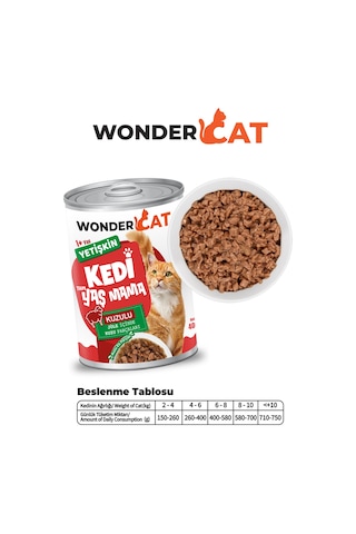 Wondercat Kuzulu Yetişkin Kedi Konservesi 400gr X 12 Adet
