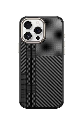 Apple Uyumlu iPhone 15 Pro Max Kılıf M-safe Şarj Özellikli Karbon Fiber Görünümlü Tchs Antina Kapak - Gri Gri