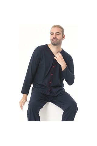 Sude Homewear Erkek Uzun Kol Pijama Takımı Koyu Lacivert