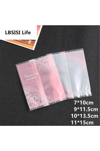 Lbsısı Ömrü 100 Adet Kalın Dantel Harfler Buzlu Gıda Bisküvi Zarf Dıy Pişirme Kek Çanta Hediye Çerez Ambalaj Düz Plastik Torba