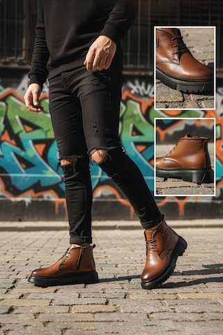 Big King Hakiki Deri Erkek Yarım Bot Taba