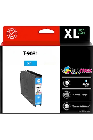 Epson T-9081 - T-9082 - T-9083 - T-9084 Siyah - Mavi - Sarı - Kırmızı Uyumlu Kartuş Seti - Yüksek Kapasiteli / Epson Workforce Pro Wf-6090dtwc/wf-6090d2twc/wf-6590dwf/wf-6590dtwfc/wf-6590d2twfc