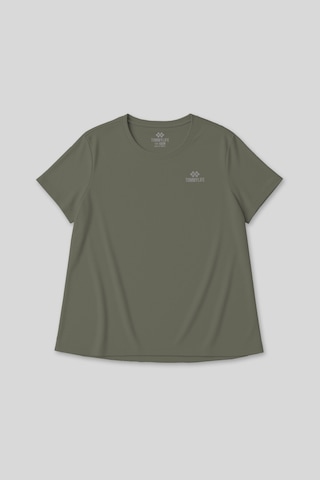 Tommylife Haki Baskılı O Yaka Rahat Form Battal Büyük Beden Kadın T-shirt - 97308 Haki