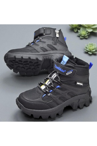 Twittoys 390u Ortopedik Taban Lastikli Cırtlı Kız Çocuk Bot Erkek Çocuk Bot Unisex Çocuk Bot Siyah-sax