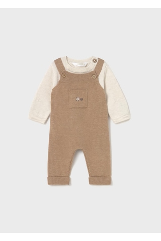 Mayoral Newborn Erkek Bebek Triko Tulum Set Kahverengi